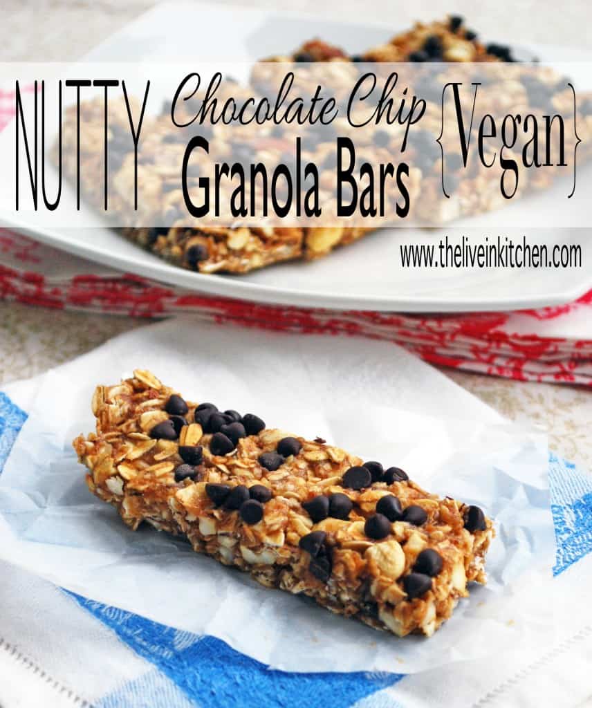 nutty chocolate chip vegan granola bars