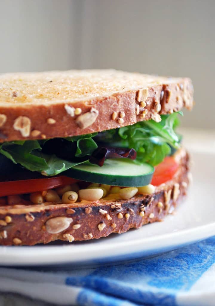 Goat Cheese and Veggie Sandwich - This vegetarian sandwich is unbelievable! Full recipe at theliveinkitchen.com